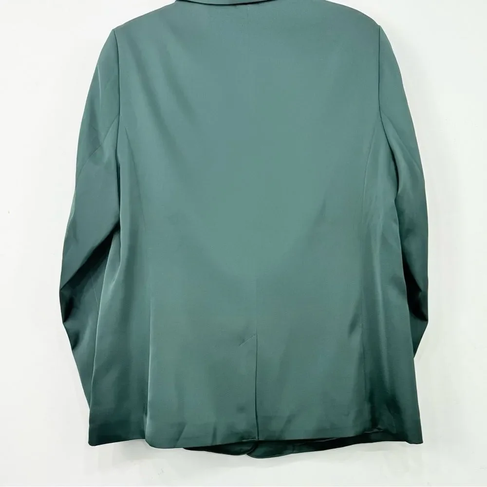 Ella Dark Green Satiny Single Button Career Holiday Casual Blazer